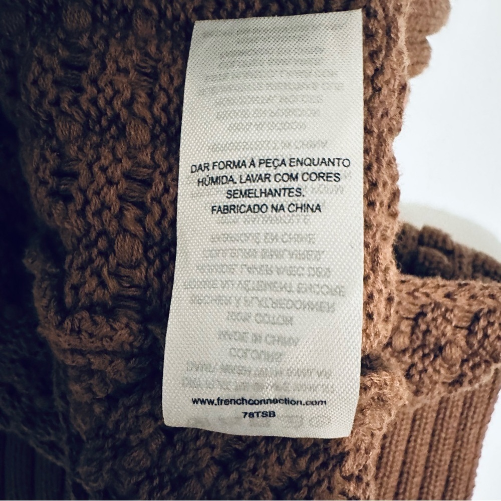 French Connection Mozart Popcorn Stitch Brown Sleeveless Sweater, Women’s Large - Picture 9 of 10